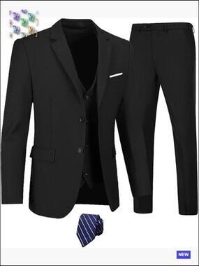 Slim Fit Three Piece Suit Set Business Wedding Tuxedo Blazer Vest Pants